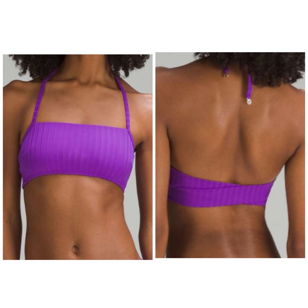 Lululemon Ribbed Halter BIKINI Swim Top A/B Cups Atomic Purple size 8 NWT